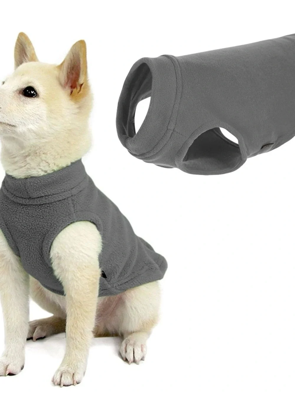 Gray Fleece Dog Vest - Comfortable Cozy Pet Jacket